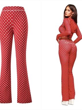 I.AM.GIA BLARE TRACKPANT in Red Polka Dot Large NWT